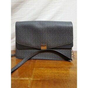 Guess Logo Sling Gray And Black Crossbody Bag Purse‎ With Adjustable Strap